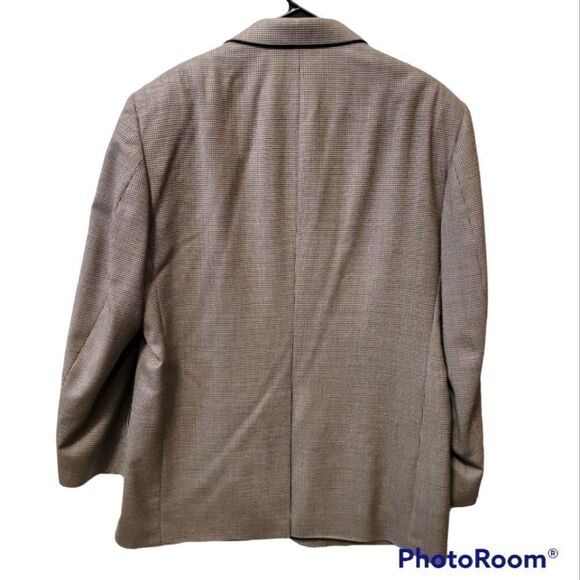 Geoffrey Beene Tan 100% Wool Three Button Men's Grandpa Suit Coat Blazer, 43R - Picture 3 of 5